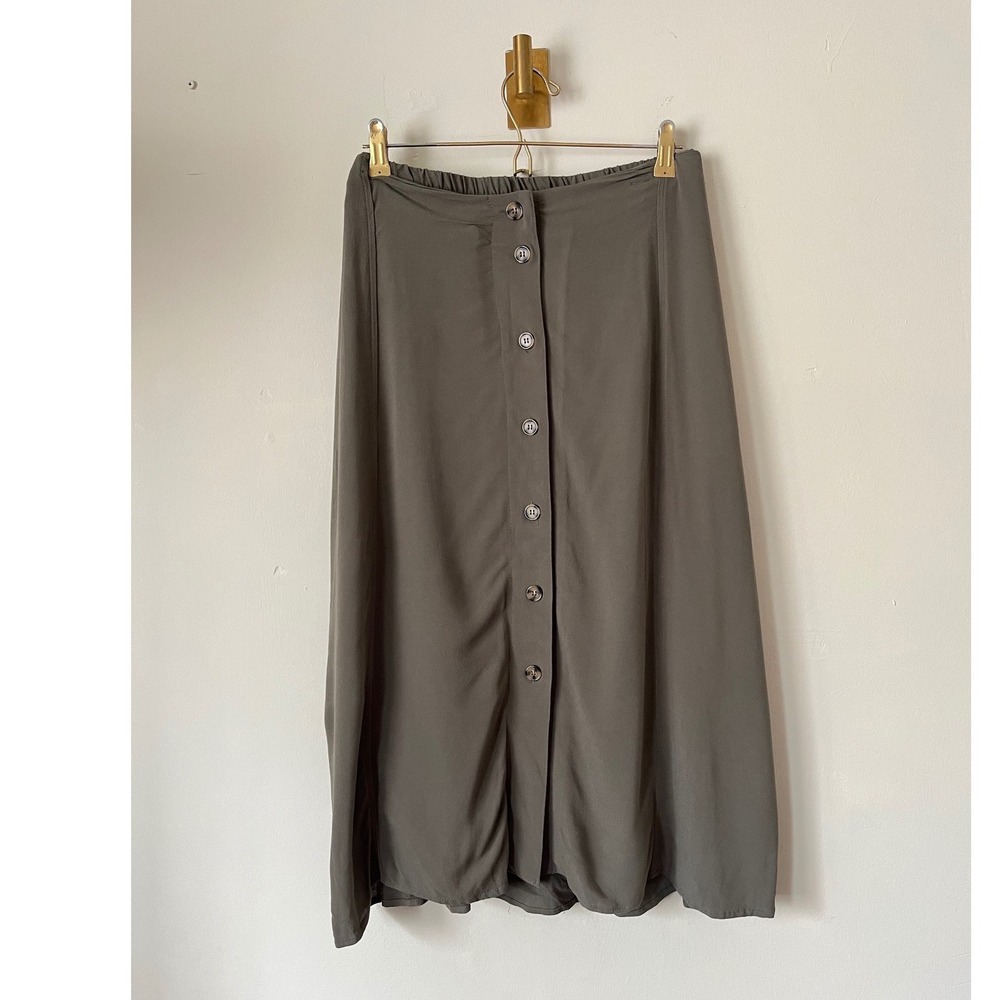 Westport Woman Olive Green Button Front Boho Cottagecore Spring Midi Skirt Sz 2X
